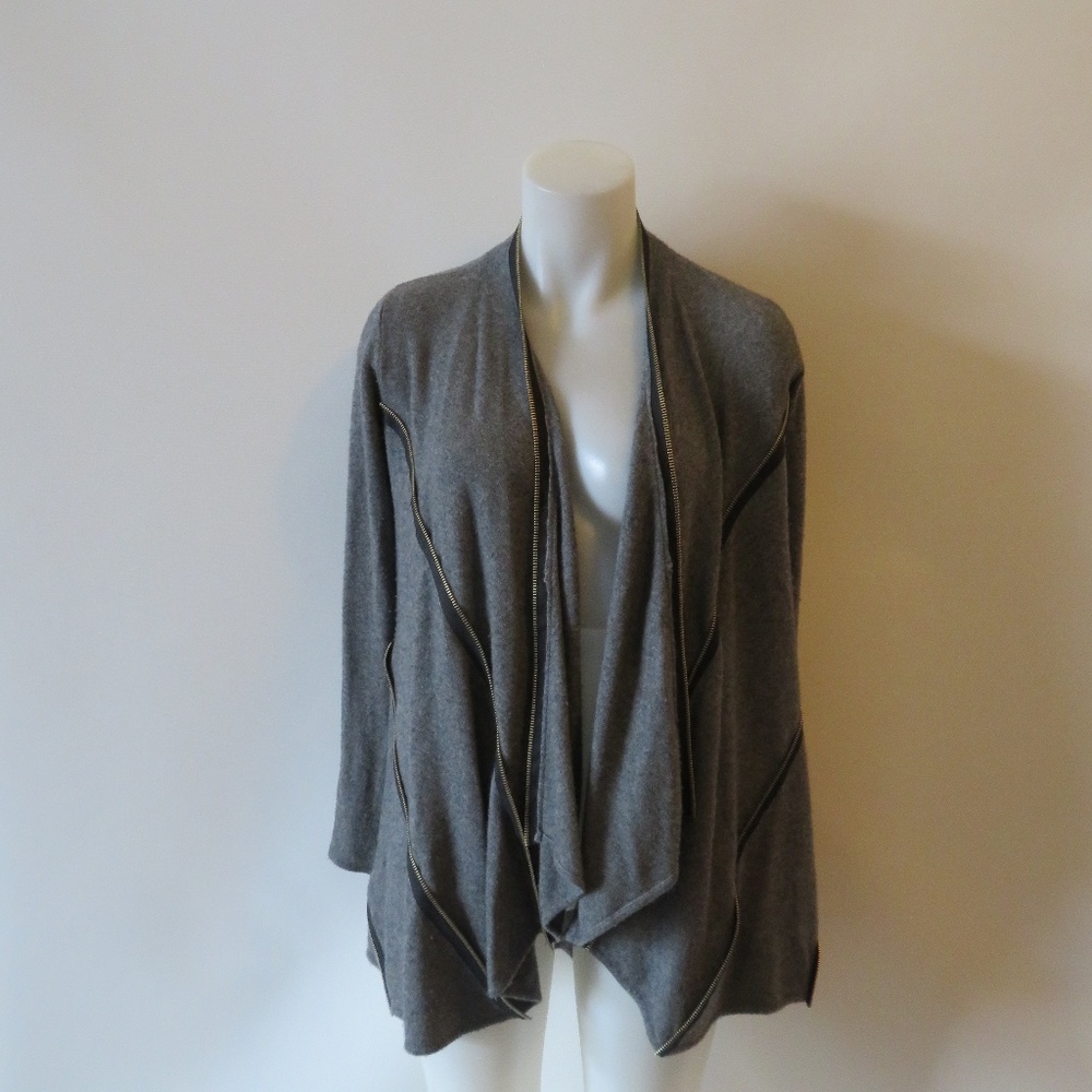 JAMISON GRAY ASYMMETERICAL CARDIGAN SWEATER SIZE S